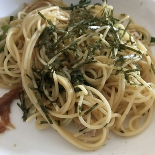 ささみと大葉の和風パスタ☆梅肉を添えて